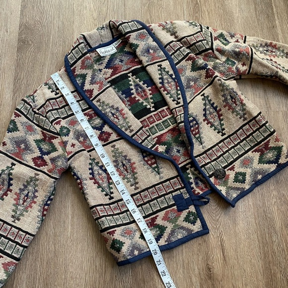 Vintage flashback bohemian cotton jacket ✨ Terry cloth cropped. vintage size l - Picture 5 of 7